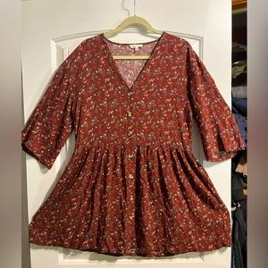 Floral print baby doll dress